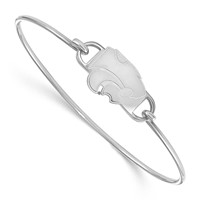 Sterling Silver Rhodium-plated LogoArt Kansas State University Wildcat Small Center Wire Bangle, 7" view 1