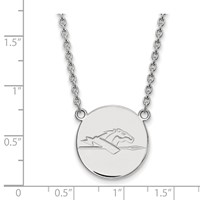 Sterling Silver Rhodium-plated LogoArt Longwood University Horse Large Disc Pendant Necklace, 18" view 2