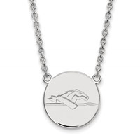 Sterling Silver Rhodium-plated LogoArt Longwood University Horse Large Disc Pendant Necklace, 18" view 1