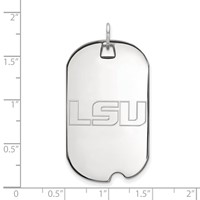 Sterling Silver Rhodium-plated LogoArt Louisiana State University L-s-u Large Dog Tag Pendant view 2