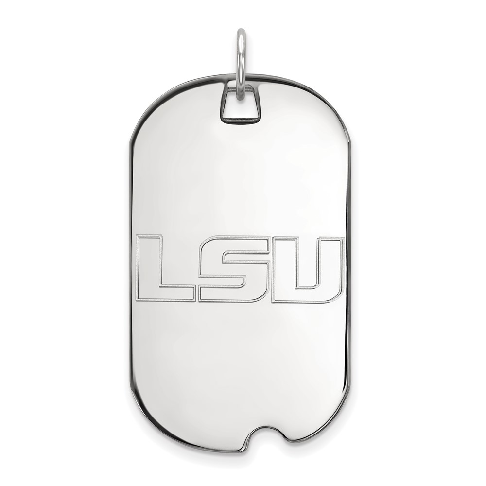Sterling Silver Rhodium-plated LogoArt Louisiana State University L-s-u Large Dog Tag Pendant