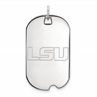 Sterling Silver Rhodium-plated LogoArt Louisiana State University L-s-u Large Dog Tag Pendant view 1