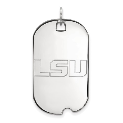 Sterling Silver Rhodium-plated LogoArt Louisiana State University L-s-u Large Dog Tag Pendant