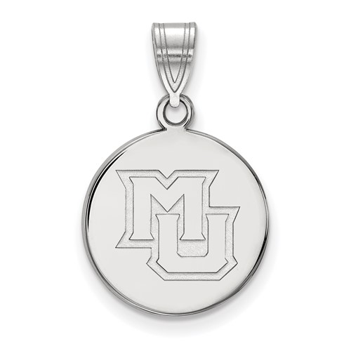 Sterling Silver Rhodium-plated LogoArt Marquette University M-u Medium Disc Pendant