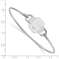 Sterling Silver Rhodium-plated LogoArt Michigan State University Letter S Small Center Wire Bangle, 7" view 2