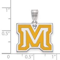 Sterling Silver Rhodium-plated LogoArt Montana State University Letter M Medium Enameled Pendant view 2