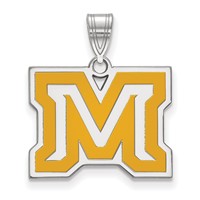 Sterling Silver Rhodium-plated LogoArt Montana State University Letter M Medium Enameled Pendant view 1