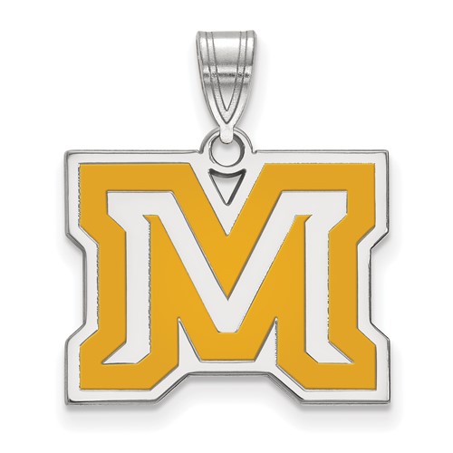 Sterling Silver Rhodium-plated LogoArt Montana State University Letter M Medium Enameled Pendant