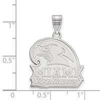 Sterling Silver Rhodium-plated LogoArt Miami University Ohio Redhawks Large Pendant view 2