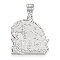 Sterling Silver Rhodium-plated LogoArt Miami University Ohio Redhawks Large Pendant view 1
