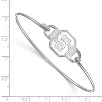 Sterling Silver Rhodium-plated LogoArt North Carolina State University N-c-s Small Center Wire Bangle, 7" view 2