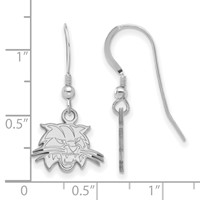 Sterling Silver Rhodium-plated LogoArt Ohio University Bobcat Extra Small Dangle Wire Earrings view 2