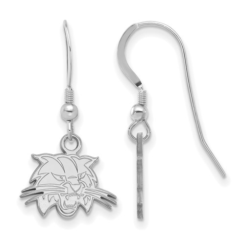 Sterling Silver Rhodium-plated LogoArt Ohio University Bobcat Extra Small Dangle Wire Earrings