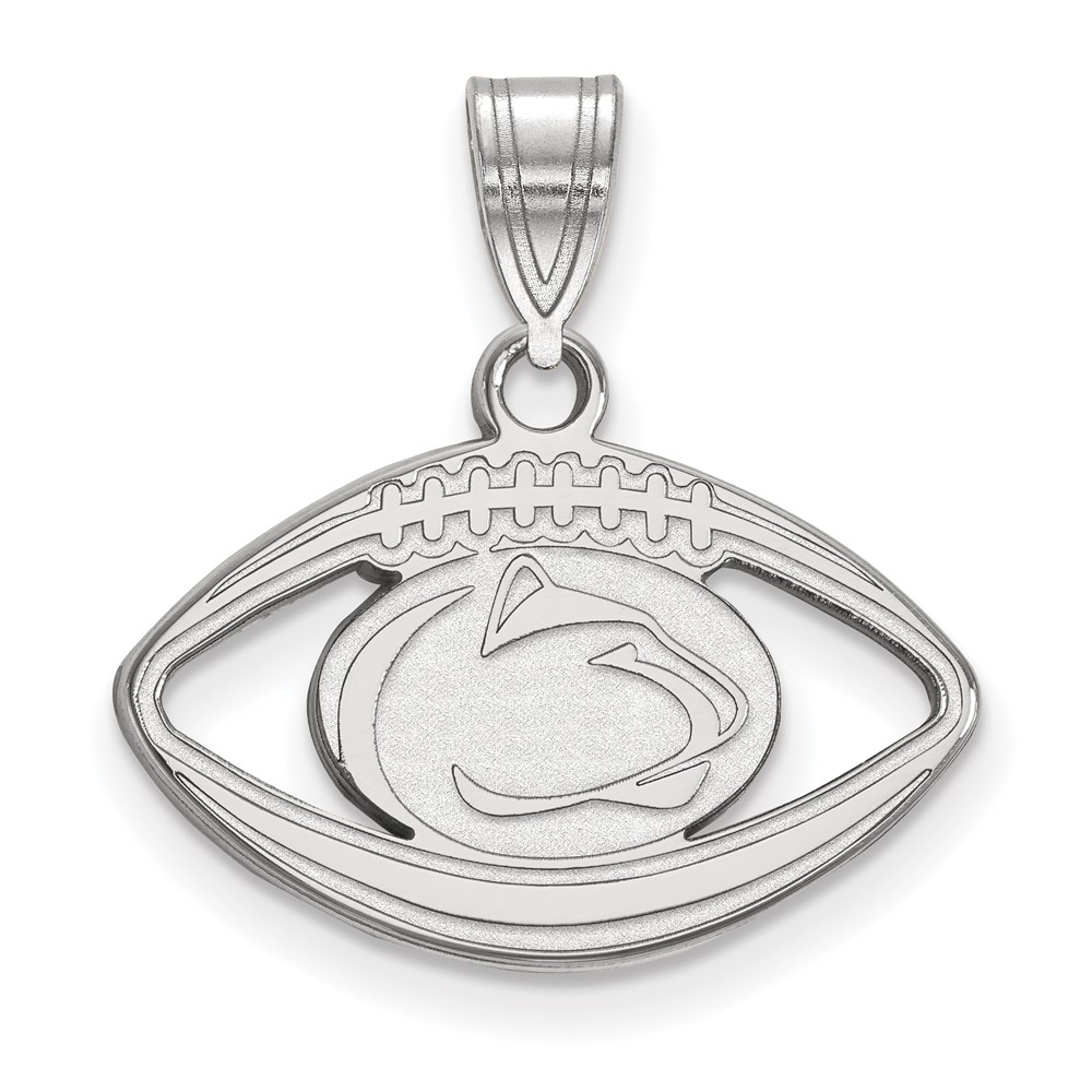 Sterling Silver Rhodium-plated LogoArt Penn State University Lion Football Pendant