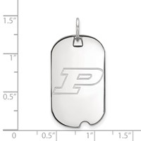 Sterling Silver Rhodium-plated LogoArt Purdue University Letter P Small Dog Tag Pendant view 2
