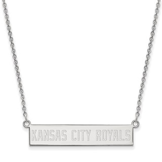 Sterling Silver Rhodium Plated Major League Baseball LogoArt Kansas City Royals Bar Necklace