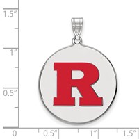 Sterling Silver Rhodium-plated LogoArt Rutgers University Letter R Extra Large Enameled Disc Pendant view 2