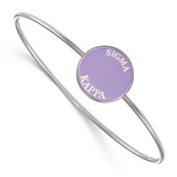 Sterling Silver Rh-plated LogoArt Sigma Kappa Enameled Slip-on Bangle view 1