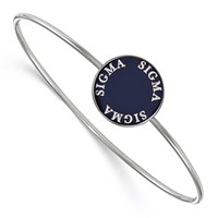 Sterling S. Rh-plated LogoArt Sigma Sigma Sigma Enameled Slip-on Bangle view 1