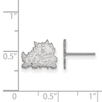Sterling Silver Rhodium-plated LogoArt Texas Christian University Horned Frog Extra Small Post Earrings view 2