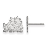 Sterling Silver Rhodium-plated LogoArt Texas Christian University Horned Frog Extra Small Post Earrings view 1
