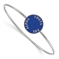 Sterling Silver Rh-plated LogoArt Theta Phi Alpha Enameled Slip-on Bangle view 1