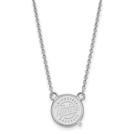 14k White Gold Major League Baseball LogoArt Minnesota Twins Baseball Pendant Necklace