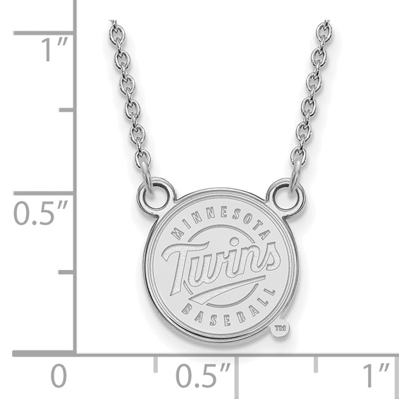 14k White Gold Major League Baseball LogoArt Minnesota Twins Baseball Pendant Necklace