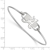 Sterling Silver Rhodium-plated LogoArt University of Alabama Letter a Medium Center Wire Bangle, 7" view 2