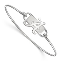 Sterling Silver Rhodium-plated LogoArt University of Alabama Letter a Medium Center Wire Bangle, 7" view 1