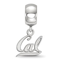 Sterling Silver Rhodium-plated LogoArt University of California Berkeley Extra Small Dangle Bead Charm view 2
