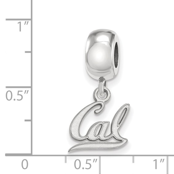 Sterling Silver Rhodium-plated LogoArt University of California Berkeley Extra Small Dangle Bead Charm