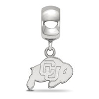 Sterling Silver Rhodium-plated LogoArt University of Colorado Buffalo Extra Small Dangle Bead Charm view 2