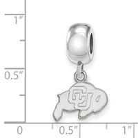 Sterling Silver Rhodium-plated LogoArt University of Colorado Buffalo Extra Small Dangle Bead Charm view 3