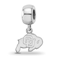 Sterling Silver Rhodium-plated LogoArt University of Colorado Buffalo Extra Small Dangle Bead Charm view 1