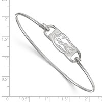 Sterling Silver Rhodium-plated LogoArt University of Florida Gator Small Center Wire Bangle, 7" view 2