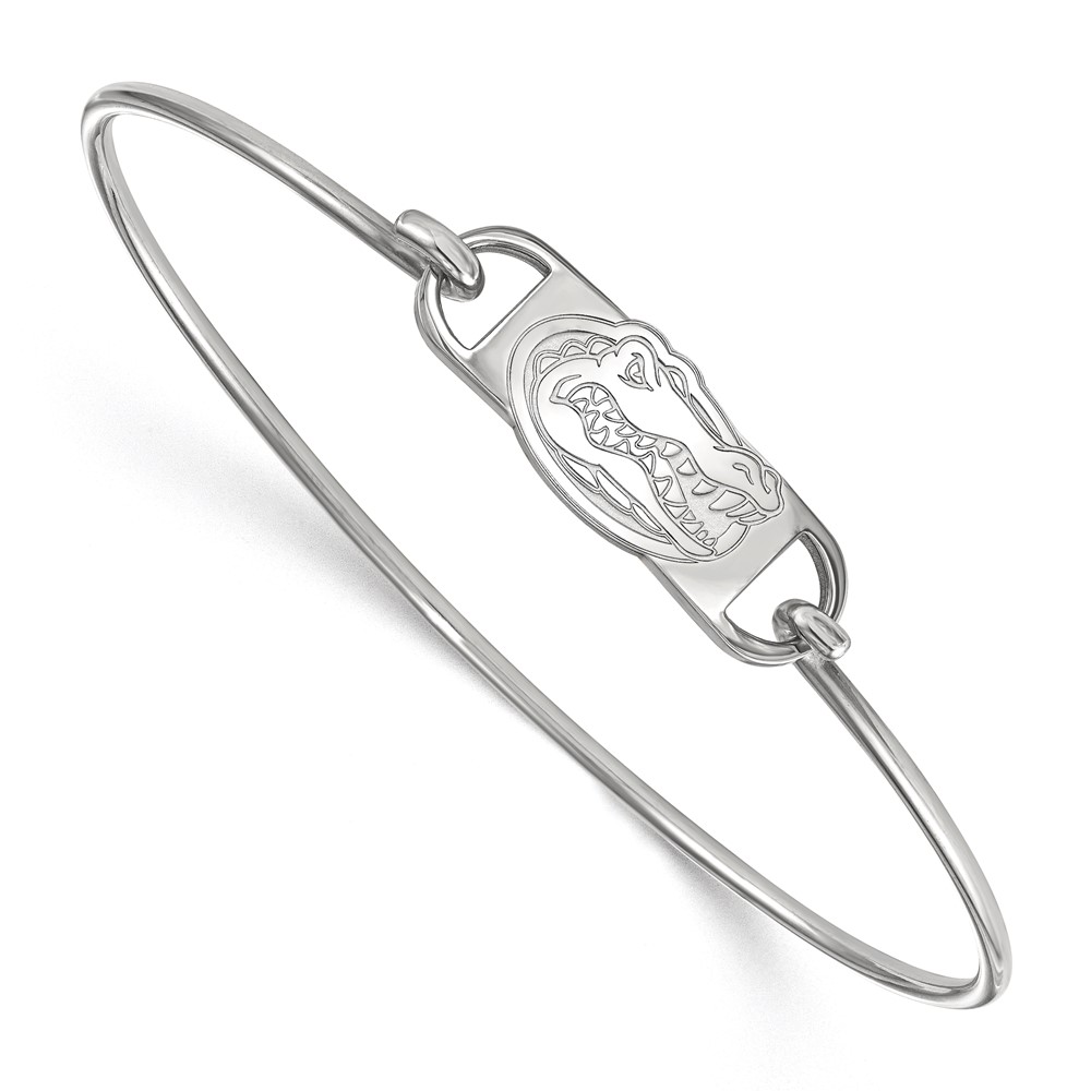 Sterling Silver Rhodium-plated LogoArt University of Florida Gator Small Center Wire Bangle, 7"
