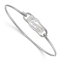 Sterling Silver Rhodium-plated LogoArt University of Florida Gator Small Center Wire Bangle, 7" view 1