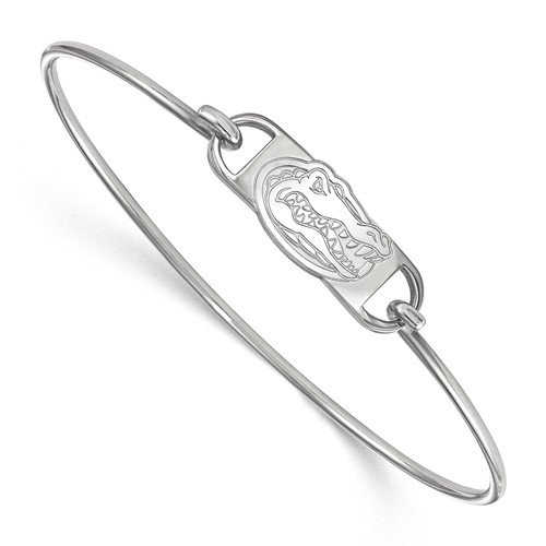 Sterling Silver Rhodium-plated LogoArt University of Florida Gator Small Center Wire Bangle, 7"
