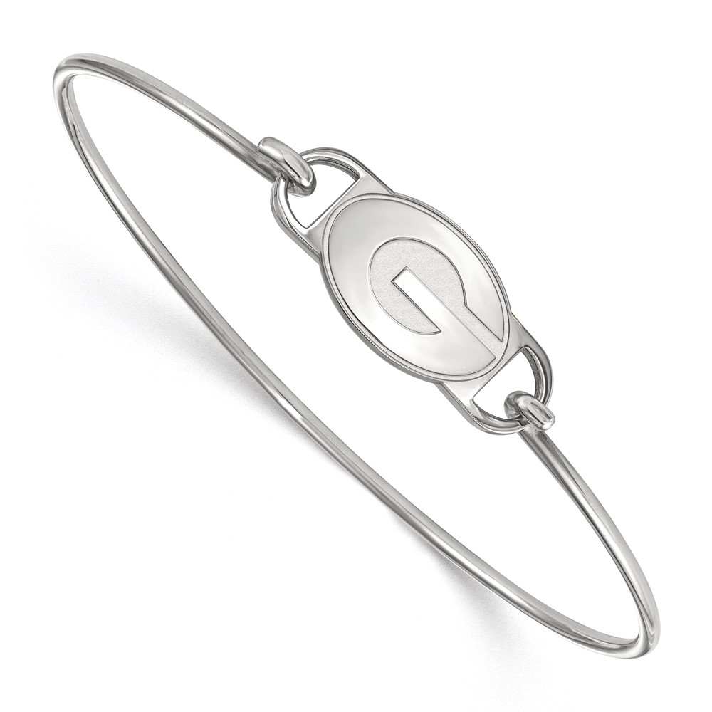 Sterling Silver Rhodium-plated LogoArt University of Georgia Letter G Small Center Wire Bangle, 7"