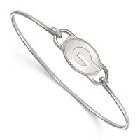 Sterling Silver Rhodium-plated LogoArt University of Georgia Letter G Small Center Wire Bangle, 7" view 1
