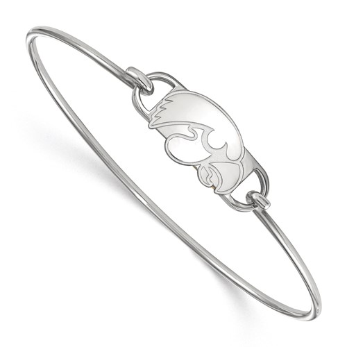 Sterling S. Rh-p LogoArt University of Iowa Small Center Wire Bangle