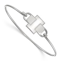 Sterling Silver Rhodium-plated LogoArt University of Illinois Letter I Small Center Wire Bangle, 7" view 1
