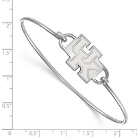 Sterling Silver Rhodium-plated LogoArt University of Kentucky U-k Small Center Wire Bangle, 7" view 2