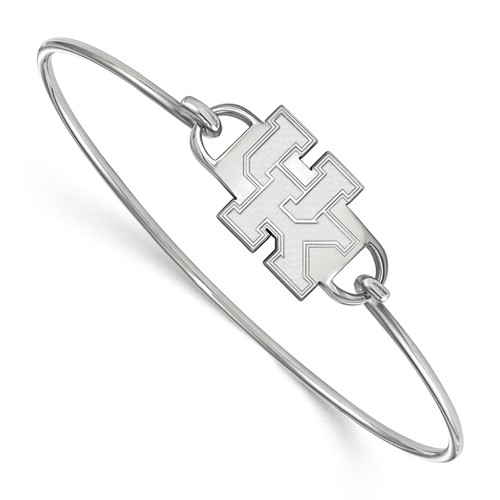Sterling Silver Rhodium-plated LogoArt University of Kentucky U-k Small Center Wire Bangle, 7"