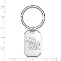 Sterling Silver Rhodium-plated LogoArt University of Kansas Jayhawk Key Ring view 2