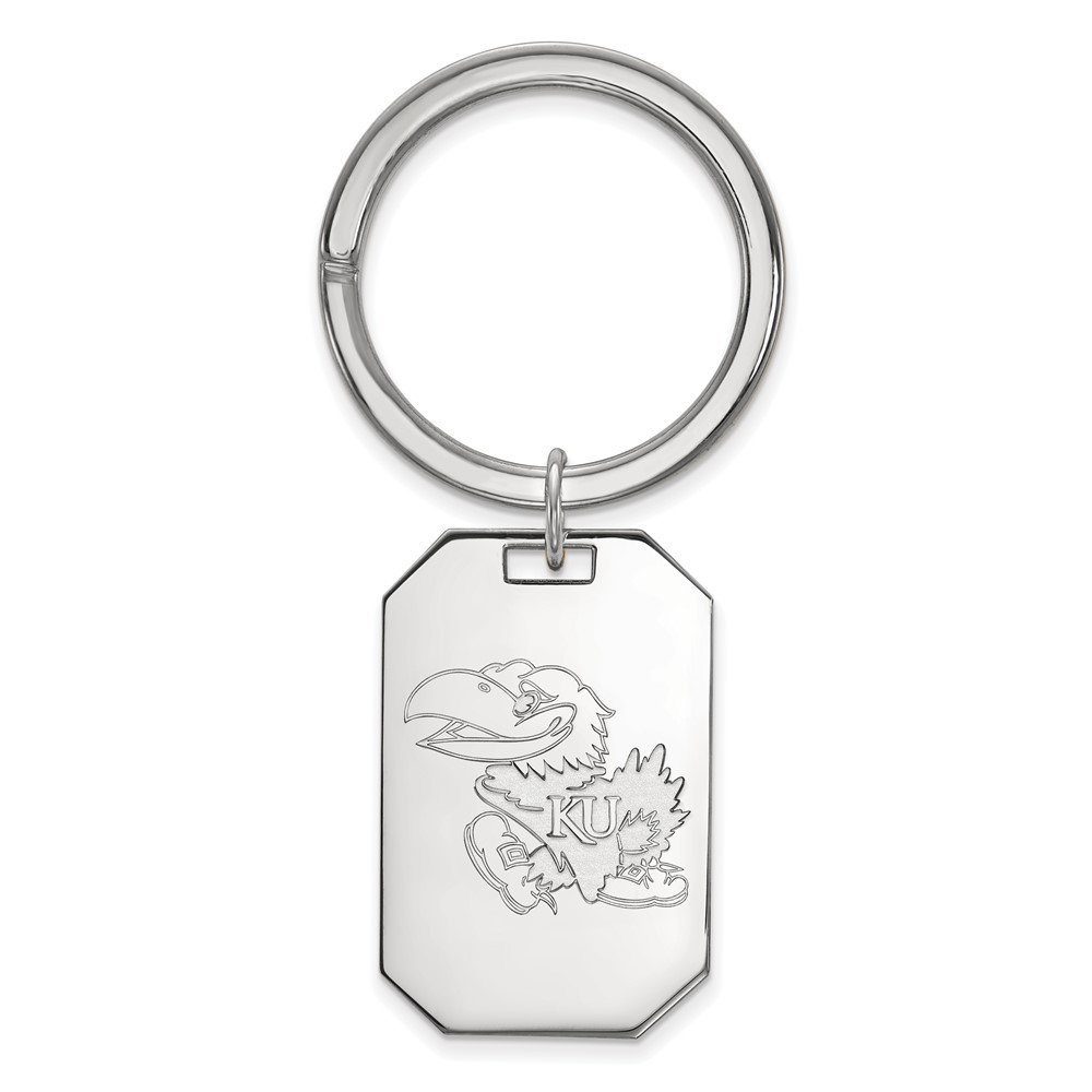 Sterling Silver Rhodium-plated LogoArt University of Kansas Jayhawk Key Ring