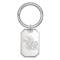 Sterling Silver Rhodium-plated LogoArt University of Kansas Jayhawk Key Ring view 1