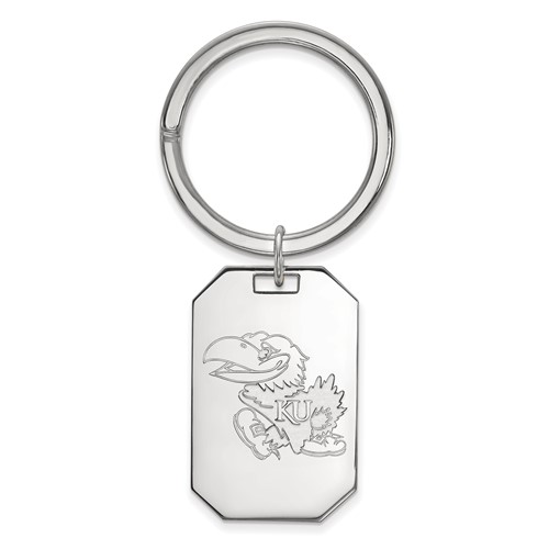 Sterling Silver Rhodium-plated LogoArt University of Kansas Jayhawk Key Ring