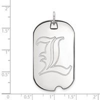 Sterling Silver Rhodium-plated LogoArt University of Louisville Letter L Large Dog Tag Pendant view 2